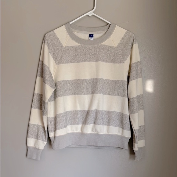 Old Navy Gray and White Striped Sweater/sweatshirt - Picture 1 of 4